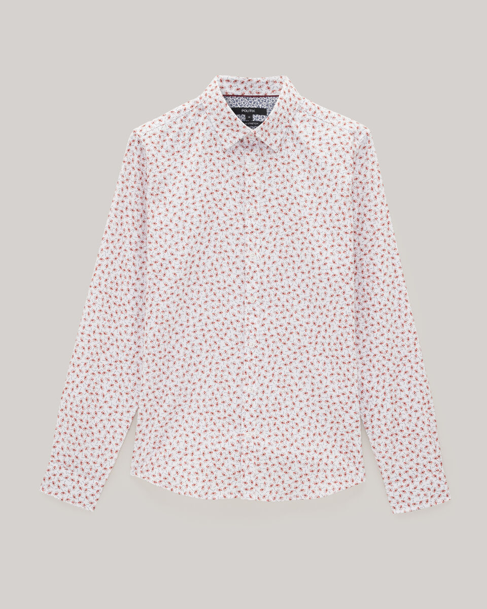 Painted Floral Print Dress Shirt, Rose, hi-res